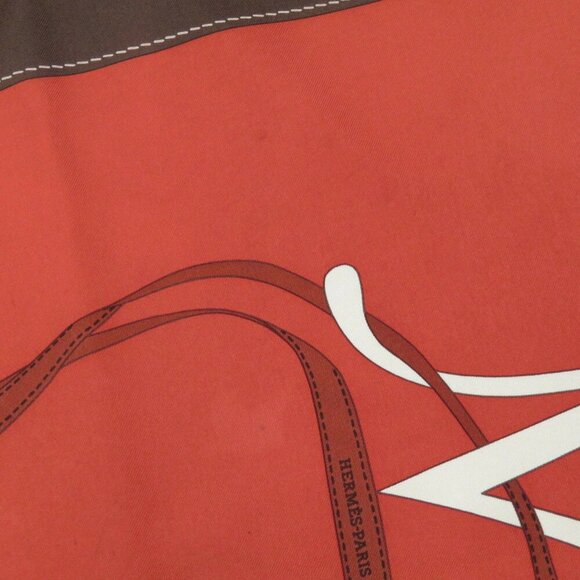 HERMES Authentic Brown Silk Scarf - Picture 7 of 7